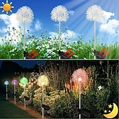 cheap Pathway Lights &amp; Lanterns-2pcs Outdoor Solar Dandelion Aluminum Ball Garden Light LED Landscape Light No Wiring Required for Courtyard Pathway Terrace Flower Bed Camping Holiday Party Decoration