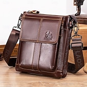 olcso Férfitáskák-Férfi Crossbody táska Marhabőr Napi Cipzár Tömör szín Fekete Barna Kávé