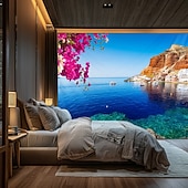 Недорогие Тапестри́ на океа́нском пляже-Пейзаж Пляж Висячая Гобелен настенное искусство Пальма Большой гобелен Муральное декор Фотографический фон Плед занавеска Дом Спальня Гостиная Декорация