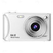 abordables Cámara y fotografía-Cámara de vídeo digital compacta de bolsillo para cine, con enfoque automático, 64 MP, 4K, detección de rostros, zoom de 18x de 2,4 pulgadas, batería recargable de 650 mAh