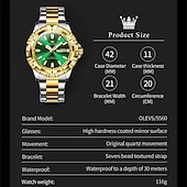 economico Orologi al quarzo-Il nuovo orologio da business da uomo del marchio Olevs orologio classico verde fantasma d&#039;acqua visualizzazione del calendario settimana orologio al quarzo impermeabile moda sportiva