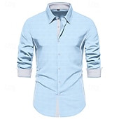 economico camicia da uomo con bottoni-Per uomo Camicia Camicia estiva Maglietta informale Camicia da spiaggia Camicia con bottoni Nero Bianco Rosa Azzurro cielo Beige Manica lunga Color Block Bavero Da mare Hawaiano Jacquard Abbigliamento