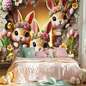baratos Tapeçarias de férias-Coelhos Tapeçaria Suspensa Arte de Parede Grande Tapeçaria Mural Decoração Fotografia Fundo Cobertor Cortina Decoração de Quarto Sala de Estar