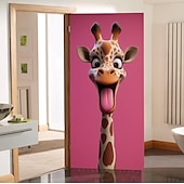 tanie Okładki drzwi-Zabawne Zwierzęta Dekoracje Drzwi Pokrycia Drzwi Giraffe Gobelin Zasłona Drzwi Dekoracja Tło Wewnątrz/Zewnątrz Baner Drzwi dla Domku Wiejskiego