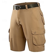 preiswerte Klassiker-Herren Cargo Shorts Kurze Hosen Shorts Kurze Hosen Sommer-Shorts Knopf Multi Pocket Glatt Komfort tragbar Knielänge Outdoor Sport Täglich Modisch Brautkleider schlicht Schwarz Khaki