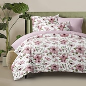 ieftine 100% bumbac-Husă de duvet pentru pat de dimensiune normală set de așternuturi cu flori husă de pătură moale ușoară cu 2 fețe de pernă pentru vară primăvară