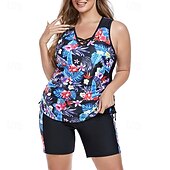 Χαμηλού Κόστους Surfing Tankinis και Bikinis-Γυναικεία Τανκίνι Δύο Κομμάτι Μαγιό Μαγιό Φλοράλ Μαγιό Θαλασσί Αναπνέει Γρήγορο Στέγνωμα Ελαφρύ Αμάνικο - Κολύμβηση Σέρφινγκ Παραλία Καλοκαίρι Άνοιξη Μεγάλα Μεγέθη