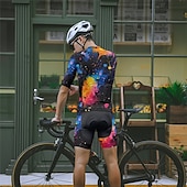 halpa Miesten vaatesarjat-Miesten Pyöräily jersey ja shortsit Graffiti Lyhythihainen Pyörä Liikunta-asut 3 takataskulla Maastopyöräily Maantiepyöräily Etuvetoketju Hikeä siirtävä Mukava Hengittävä Urheilu Musta Keltainen