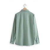preiswerte Straße-Herren Hemd Leinenhemd Sommerhemd Strandbekleidung Knopfhemd Einfarbig Urlaub Straße Weiß Blau Grün Khaki Langarm Umschlagkragen Sommer Frühling Bekleidung Tasche