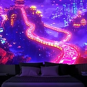 זול שטיחי קיר של Blacklight-שטיח קיר בלאק לייט ש glow in the dark מסיבת אור כימית טוטם בוהמייני פניקס גלקסיה מעורפלת תלויה אומנות קיר מורה לחדר מגורים חדר שינה