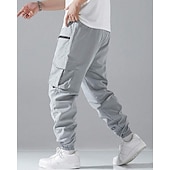 cheap Cargo Pants-Men's Cargo Pants Joggers Trousers Elastic Waist Multi Pocket Plain Wearable Daily Outdoor Casual Black Light Grey
