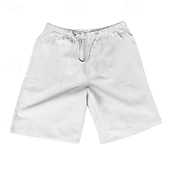 preiswerte Klassiker-Herren Shorts Kurze Hosen Shorts aus Baumwollleinen Sommer-Shorts Strandshorts Kurze Hosen Tasche Kordelzug Elastische Taille Glatt Komfort Atmungsaktiv Kurz Urlaub Festtage Strand Hawaiianisch Boho