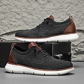 preiswerte Sneaker für Herren-Atmungsaktive Strick-Sneaker für Herren mit Kunstlederakzenten – stylische, leichte Sportschuhe für die Freizeit und den Komfort im Alltag