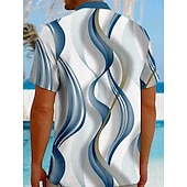 economico Geometrica-Per uomo 3D Print Geometrico Linea Camicia Camicia con bottoni Manica corta Moda Casual Da mare Per eventi Abbigliamento mare Estate Autunno Collo ripiegabile Stampa 3D camicie con colletto Una tasca