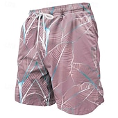 cheap Tropical Plants &amp; Flowers-Men&#039;s Palm Leaf Tropical Plants Swim Trunks Swim Shorts Board Shorts Mid Waist Tropical Streetwear Hawaiian Vacation Drawstring Mesh Lining Elastic Waist Designer Clothing Apparel