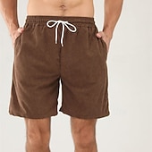 economico Pantaloncini casual-Per uomo Pantaloncini Pantaloncini estivi Pantaloncini casual Pantaloncini di velluto a coste Tasche A cordoncino Vita elastica Liscio Comfort Traspirante Breve Esterno Da mare Sport Informale Nero