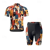 economico Set di abbigliamento da uomo-Per uomo Maglia con pantaloncini da ciclismo Manica corta Ciclismo da montagna Cicismo su strada Nero Giallo Rosso Con cagnolino Bicicletta Elastene Gli sport Con cagnolino Abbigliamento