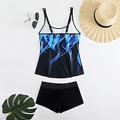 billiga One Pieces &amp; Tankinis-Dam Tankini Tvådelad baddräkt Brottarrygg Badkläder Badkläder Himmelsblå Purpur Andningsfunktion Snabb tork Lättvikt Ärmlös - Simmning Surfing Strand Sommar Vår