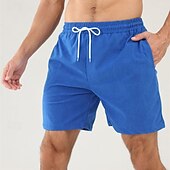 economico Pantaloncini casual-Per uomo Pantaloncini Pantaloncini estivi Pantaloncini casual Pantaloncini di velluto a coste Tasche A cordoncino Vita elastica Liscio Comfort Traspirante Breve Esterno Da mare Sport Informale Nero