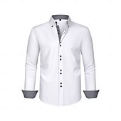 baratos Camisas de botões masculinas-Homens Camisa Social Saia camisa de botão Bloco de cor Diário O negócio Azul Claro Preto Branco Rosa Manga Longa Aberto para a Lateral Todas as Estações Roupa Patchwork