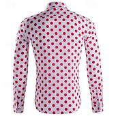 economico camicia da uomo con bottoni-Per uomo Camicia Camicia Estiva Camicia casual Camicia da Spiaggia Camicia con Bottoni Nero Bianco Rosa Rosso Manica Lunga A Pois Bavero Vacanza Ferie Bottonato Abbigliamento Poliestere Moda Casual