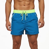 baratos Calções de Banho Masculinos-Homens Calção Justo de Natação Shorts de Natação Bermuda de Surf Calças Com Cordão Com bolsos Natação Surfe Praia Esportes Aquáticos Retalhos Cor Sólida Verão Primavera