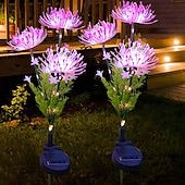 abordables Luces de paisaje-Lámpara de inserción de campo de flores junto al mar con energía solar para exteriores, 2 piezas, lámpara de decoración de césped para camino de jardín y patio, lámpara de decoración de ambiente de