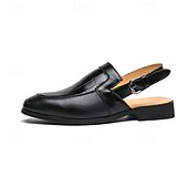 economico Sandali eleganti-scarpe eleganti da uomo nere con cinturino posteriore in pelle stampata coccodrillo, vestibilità comoda e suola resistente - perfette per eventi formali e occasioni di lavoro