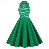 levne Šaty-Elegantní 50. léta Retro Ke kolenům Šaty A-Line šaty Čajové šaty Puntíky A-Linie Dámské Vánoce Karneval Nový rok Maturita Denní nošení loučení se svobodou nevěsty Dospělé Šaty pro návrat domů Léto