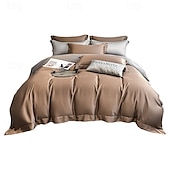 economico Set copripiumino-Set di Biancheria da Letto in Cotone Egiziano Bianco Solido Luxury Soft Brushed con Bordo Scolpito Completo Copripiumino Copripiumino per Regine e King Size con Federe