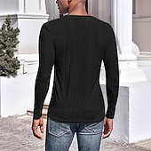 preiswerte Basic-T-Shirts-Herren T Shirt T-Shirt Langarmshirt Langarm V Ausschnitt Frühling Herbst Einfach Mode Designer Basic Jacquard Urlaub Straße Ausgehen Schwarz Weiß Blau Top T-Shirt für Herren