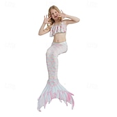 billiga Mermaid Baddräkt-Barn Flickor Badkläder för sjöjungfrun Baddräkt Helgdag Strand Vågar Semester Tropisk Baddräkter 4 år + Sommar Vit Gul