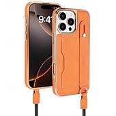 abordables Coques iPhone-Coque de téléphone pour iPhone 16 Pro Max Plus iPhone 15 Pro Max Plus iPhone 14 13 12 Pro Max Plus coque arrière avec support avec lanière avec bracelet rétro TPU plaqué