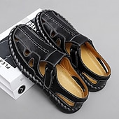 cheap Casual Sandals-Men's Brown Faux Leather Fisherman Sandals with Velcro Strap, Breathable Design and Comfortable Sole for Summer, Outdoor Activities and Beach Wear