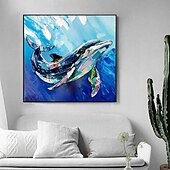 preiswerte Tiergemälde-abstraktes blaues Kunstwerk Tiergemälde handgemachtes Walgemälde auf Leinwand extra großes abstraktes Tiergemälde übergroßes strukturiertes Walgemälde Tierkunst große Leinwand Wandkunstgemälde