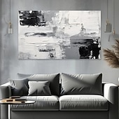 preiswerte Abstrakte Gemälde-großes schwarzes abstraktes Ölgemälde, handgemalt, grau-goldenes Gemälde, handgefertigtes Gemälde, moderne Bürokunst, Wandgemälde für Wohnzimmer, Schlafzimmer, Büro, Wanddekoration