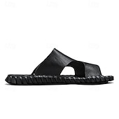 abordables Sandalias casuales-Sandalias casuales marrones para hombre con tira de cuero y elegantes detalles de costura: cómodas para usar a diario, en la playa y para salidas relajadas
