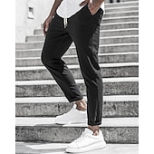 economico Chino-Per uomo Pantaloni Chino Pantaloni corti Pantaloni casual Bottoni Tasche Liscio Comfort Formale Feste Ufficio Di tendenza Classico Verde militare Nero Media elasticità