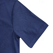 cheap Corduroy T shirts-Men's Corduroy Shirt Short Sleeve Shirt Tee Top Short Sleeve V Neck Spring &amp; Summer Summer Solid Color Pit Strip Sports Daily V Neck Warm Casual Outdoor Navy Blue Top Tee for Men