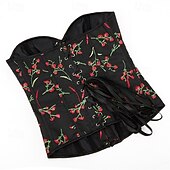 olcso Felsők-Retró Középkori Reneszánsz Fűző Prsluk Bustier 12 Csontok Virágos Hímzés Jelmez Női Fantasy királyi Mindszentek napja Farsang Parti Alkalmi / Napi LARP Felnőttek Fűző