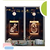 cheap Decorative Lights-LED Easter bunny Easter egg with suction cup window lamp, festive dinner party atmosphere decoration lamp, AAA battery box power supply