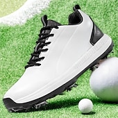 cheap Men&#039;s Golf Shoes-Men&#039;s Black and White Golf Shoes with Spiked Sole, Breathable Upper, and Lightweight Design for Comfort and Support on the Golf Course
