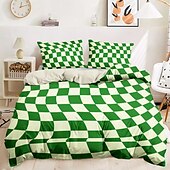 abordables 100% Coton-l.t.home Parure de lit réversible en satin 100 % coton de qualité supérieure, 300 fils au pouce carré, ensemble de literie élite géométrique