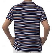 Men's Striped Rugby Polo Short Sleeve Polo Shirts Collared Shirts Casual School Outdoor Sports Daily Wear 3D Print Summer Blue