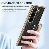 cheap Samsung Cases-Phone Case For Samsung Galaxy Z Fold 6 Z Fold 5 Z Fold 4 Z Fold 3 Back Cover Magnetic Support Wireless Charging Ring Buckle Retro PU Leather