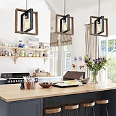 economico Luci a sospensione-lampada a sospensione piccola da fattoria 1 testa apparecchio a 4 teste lampada a sospensione per isola cucina con cavo finitura nera struttura in legno lampadario per corridoio ingresso armadio