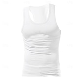 cheap Tank Tops-Men&#039;s Tank Top Vest Undershirt Sleeveless Shirt Sleeveless Crewneck Summer Solid Color Plain Fashion Classic Comfortable Street Casual Sports Black White Red Top Tee for Men