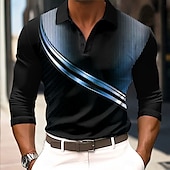 economico Polo geometrica da uomo-Per uomo Geometrico Linea Maglia da golf Manica Lunga Magliette polo Camicie con Colletto Casual Business Casual Streetwear Athleisure Abbigliamento da Esterno Ferie Bottoni Stampa 3D Primavera