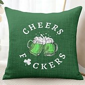abordables Housse de coussin de vacances-Coussins décoratifs de la Saint-Patrick Housse 1PC Coussin doux carré Housse de coussin pour chambre salon canapé chaise Cheers bière irlandaise