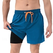 baratos Calções de Banho Masculinos-Homens Calção Justo de Natação Shorts de Natação Bermuda de Surf Calças Com Cordão Com bolsos Natação Surfe Praia Esportes Aquáticos Cor Sólida Verão Primavera
